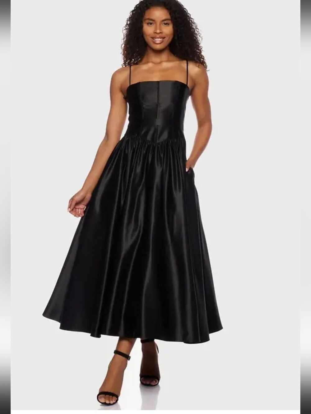 Alex & Sophia Black Satin Corset Bustier Midi Dress Size 11/12 NWT Party Formal